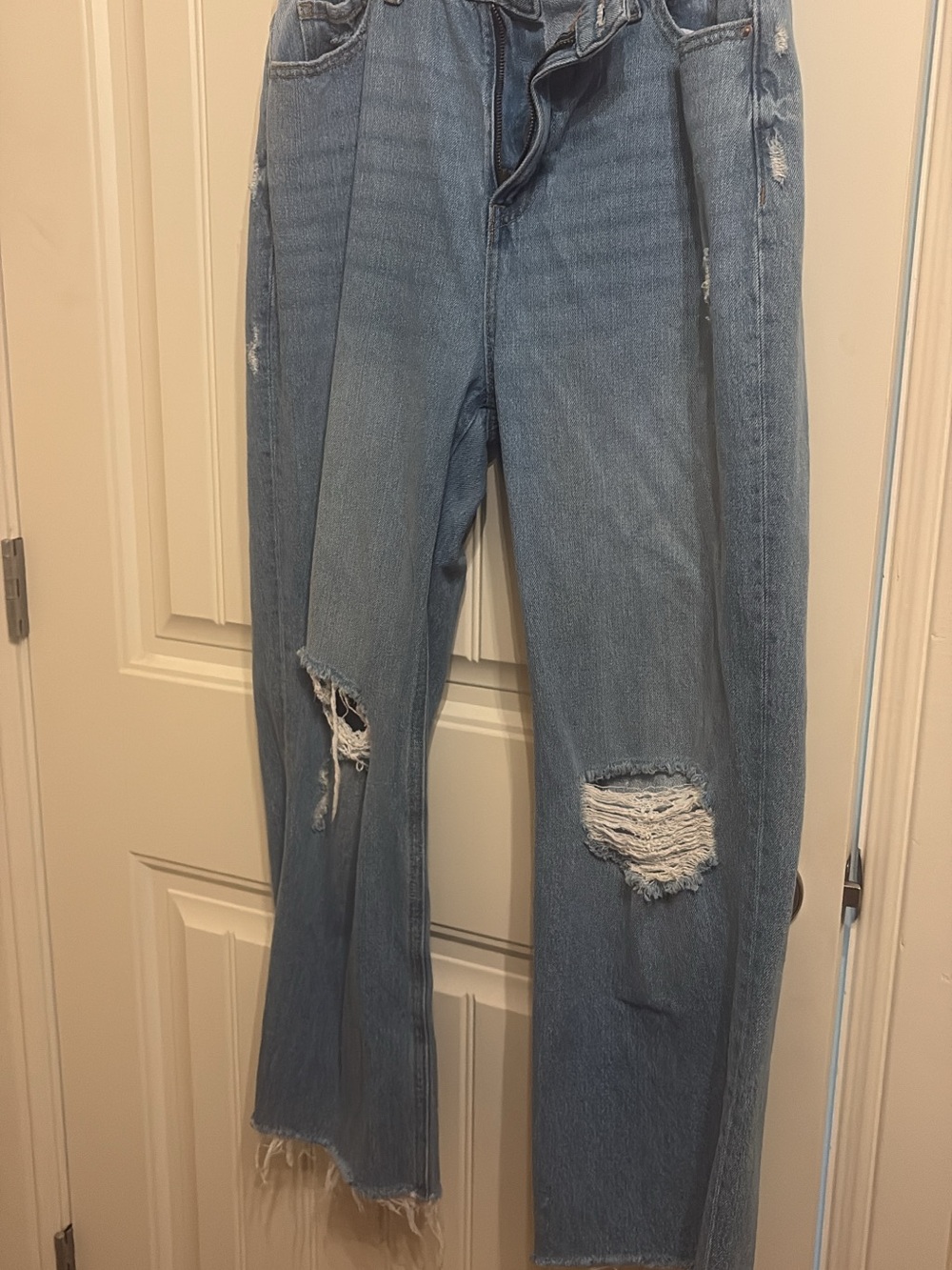 Zenana Outfitters Light Blue Distressed Flare Jeans